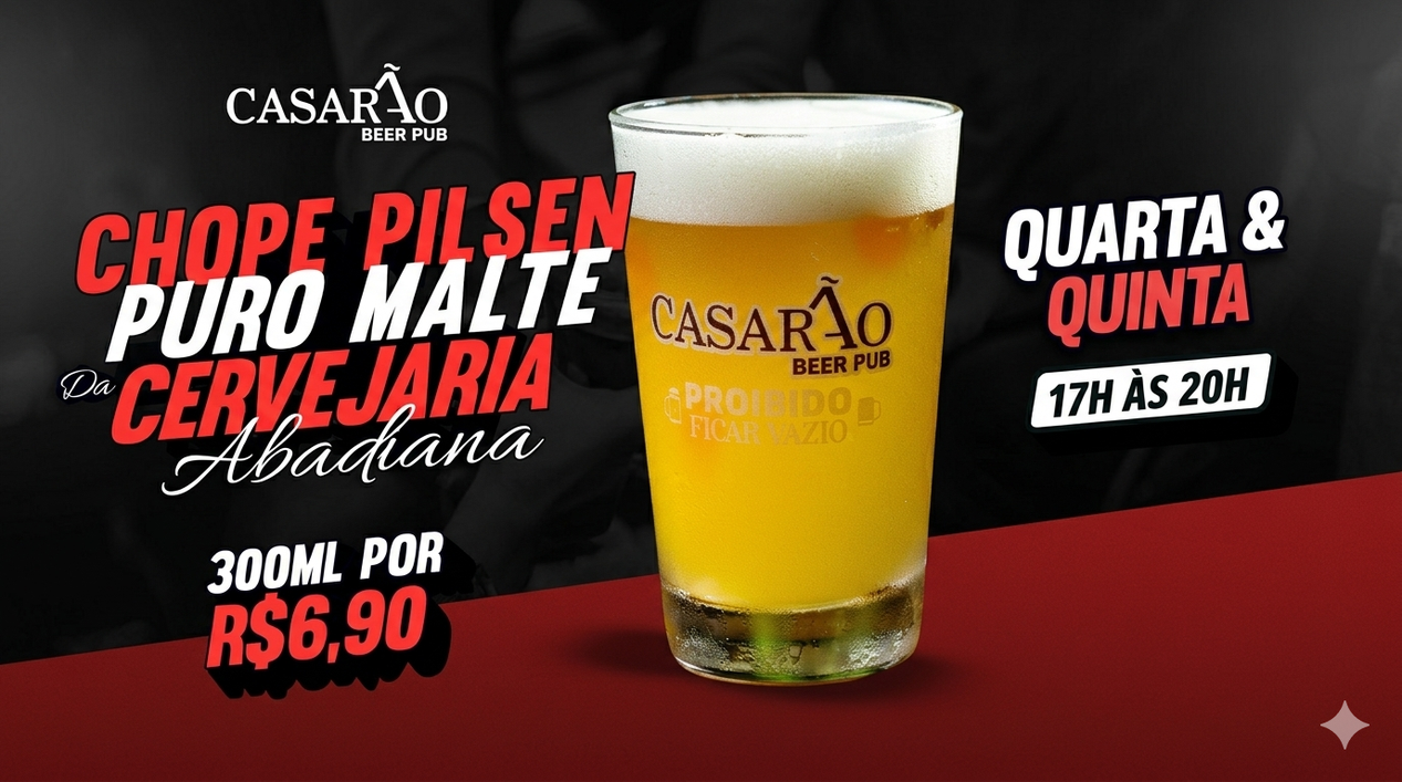 Chope Pilsen Abadiana R$6,90